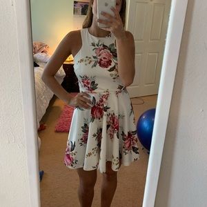 Floral papaya fitted dress